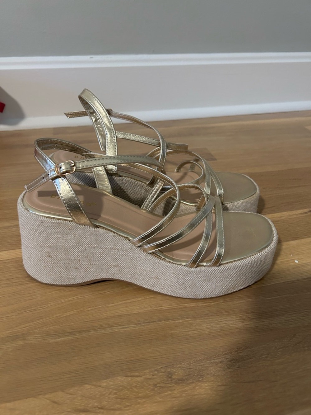 Gold Strappy Platform Sandals - Women's